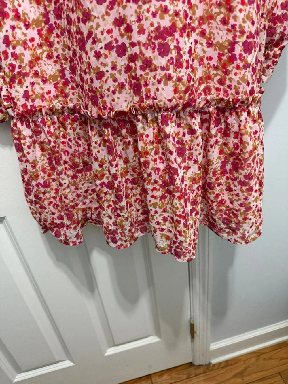 J. Crew Pink and Red Floral babydoll style mini dress size small